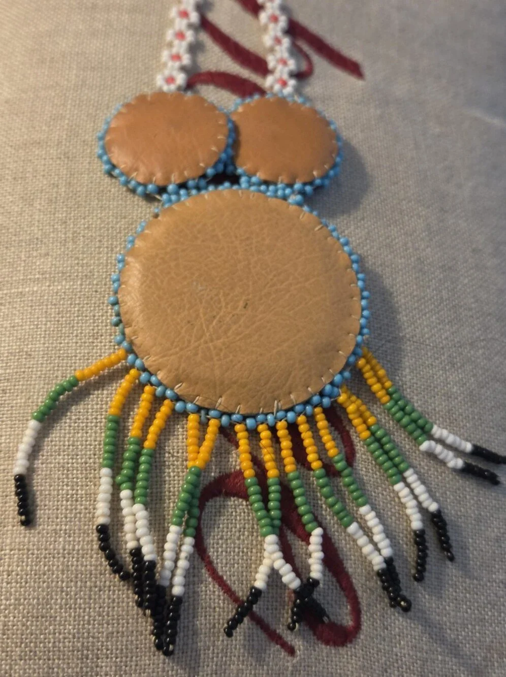 Vintage Native American Thunderbird Beaded Pendant Necklace With Keychain